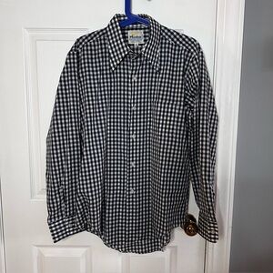 MOHAWK Men’s Black & White Gingham Shirt - Over Sized Collars, Size L 16-16.5”